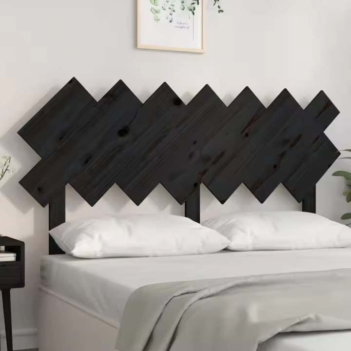vidaXL Cabecero de cama madera maciza de pino negro 141x3x80,5 cm - 1