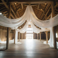 Nueva Decoración De Arco De Boda Con Cortina De Tulle Transparente Cortina De Techo Para Fiesta Y Ceremonia En Hotel Estilo Europeo - details 0
