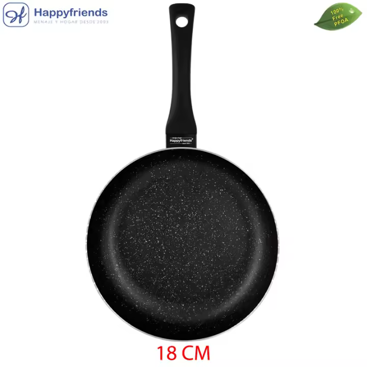 Juego de 3 Sartenes cocina Inducción ESTILO PIEDRA  | Revestimiento Antiadherente | Superficie Llana con Calentamiento Rápido y Uniforme | Mango Soft-Touch | Libre de PFOA | Modelos y Tamaños a Elegir Ø18/20/22/24/26/28/30 CM - Happy Friends - 1