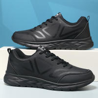 Zapatos De Correr Para Hombre Invierno Ligeros Confortables Antideslizantes Impermeables De Cuero Artificial Y Malla Suela De Goma - details 2
