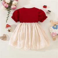 Vestido De Princesa Para Bebé Niña Con Panel Tejido Y Bolita De Lana Twilight Nube Bow Manga Corta Estilo Diario Preppy - details 2