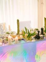 Mantel De Plástico Desechable Láser Hojalata Holográfica Rectangular Para Cumpleaños Y Bodas Disco 54" X 108" - details 6