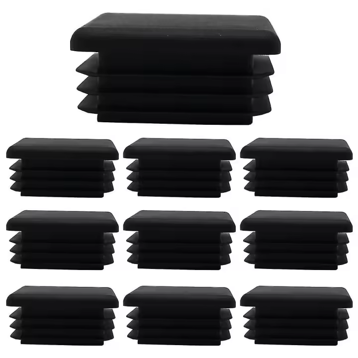 Negro Tapón de plástico Cuadrado Tubo de tapa de extremo Silla Glide 10 piezas - 1