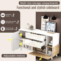 Aparador de color de Madera Blanca de Alta Brillo with almacenamiento,Aparador de comedor with almacenamiento, Gabinete Moderno de Sala de estar - details 1