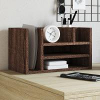 vidaXL Organizador escritorio madera ingeniería marrón 44,5x24x25 cm en color Marrón roble/Blanco/Gris hormigón y más | estructura resistente ideal para salón dormitorio o estudio - details 0