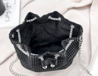 Bolso de cubo ligero y casual de negocios con decoración de rhinestones, diseño con cordón, bolso transparente con perlas falsas, bolso de noche elegante y exquisito de lujo discreto con rhinestones, perfecto para fiestas, cenas, vestidos navideños - details 4
