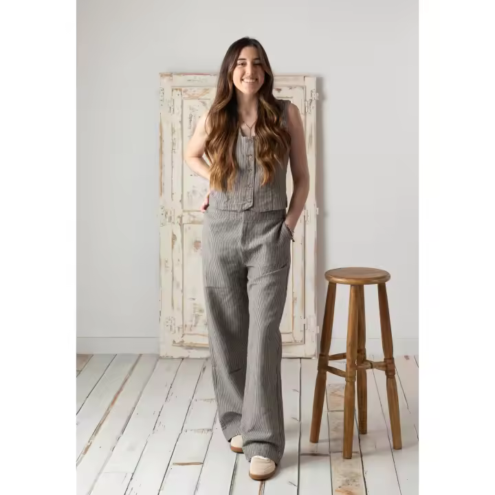 Yerse - 42846_205 - Pantalones Rectos De Lino Y Algodón Con Bolsillos - Mujer - 1