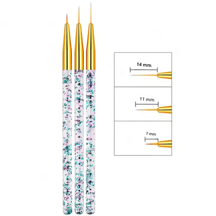 Set De 3 Brochas Para Arte De Uñas Con Estampado Francés 3Pcs Línea De Dibujos 3D Para Gel UV Uso DIY Herramientas De Manicura - 1