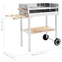 vidaXL Barbacoa de carbón portátil XXL acero inoxidable con 2 estantes - details 5