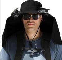Sombrero de Pesca al Aire Libre del ventilador solar de Ala Ancha, sombrero impermeable con dos ventiadores Solares para helbres/Mujeres, Sombrero de ventilador solar UPF50 - details 2