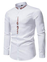 Camisa De Moda Para Hombres 2024 Con Bordado De Cola De Fénix Cuello Erguido Casual Transversal Adecuada Para Todas Las Estaciones - details 0