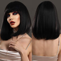 Pelucas Sintéticas NAMM Ash Ombre Bob Rubia Para Mujer Peluca Corta Recta Con Trenzas Fluffy Bangs Resistente Al Calor Uso Diario Fiesta - details 11