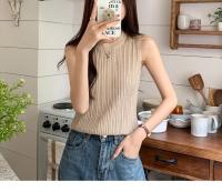 Top De Hombros Descubiertos Para Mujer Verde Tejido Basic Casual O-Neck Sin Mangas Alta Estiramiento Ajuste Slim Para Verano - details 11