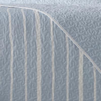 Manterol - Colcha bouti reversible estampado rayas y espigas beige, azul y gris. Cubrecama ideal para primavera, verano y entretiempo. Colcha fina, extra suave y ligera. - details 2