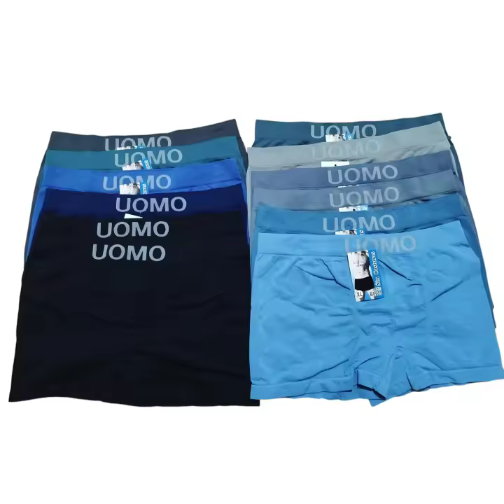 Boxer de licra sin costuras para hombre - pack de 12 unidades - , calzoncillos ropa interior deportiva, ajustada, transpirable y cómoda para uso diario y gimnasio. En colores neutros , tonos azules y grises y negros. Disponibles en varias tallas a elegir. - 1