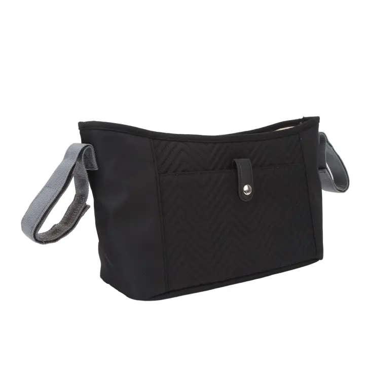 Bolsa para cochecito de bebé, bolsa para cochecito Universal de nailon impermeable con múltiples bolsillos de gran capacidad para exteriores, color negro W - 1