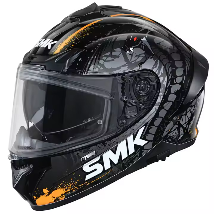 Casco de Moto Integral SMK Typhoon Reptile Negro Naranja - Homologación 22.06 - 1