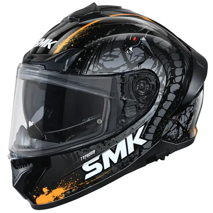 Casco de Moto Integral SMK Typhoon Reptile Negro Naranja - Homologación 22.06 - 1