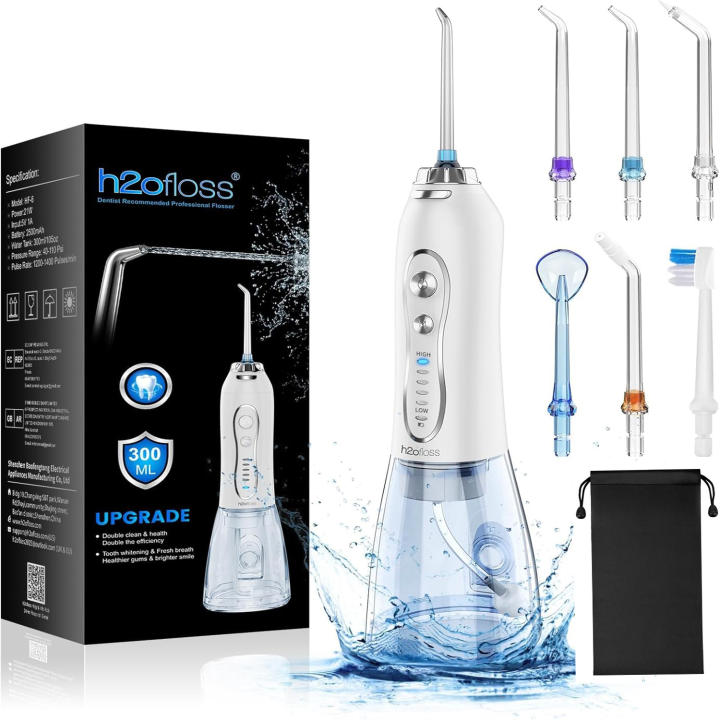 H2ofloss Irrigador Oral Dental Portátil Fregador De Agua Recargable Para Dientes Con 5 Modos Impermeable Para Hogar Y Viaje