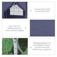 Outsunny Pabellón plegable 5.85X2.95 m, con Protección UV, Paredes laterales y Ventanas, Puerta con Cremallera, estructura de Maple Resistant, color Azul, ideal para Jardines y eventos. - details 4