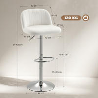 HOMCOM Juego de 2 Taburetes de Bar, Taburetes Altos de Cocina con Asiento Giratorio 81 cm de Altura, Respaldo y Reposapiés, Tapizados de Terciopelo, Fácil Montaje, Estilo Moderno, Crema - details 2