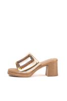 Paloma Wang sandalias mules dorados tacón medio detalle de hebilla - details 10