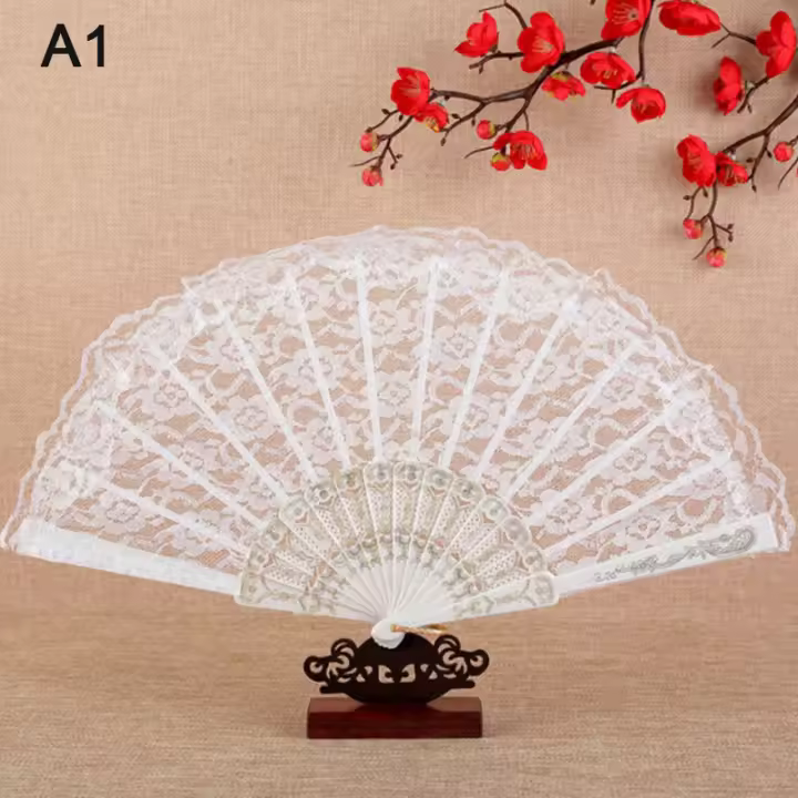 Abanico Plegable De Estilo Chino Con Diseño De Encaje Y Patrón Artístico Regalo Decorativo Para Casa Y Jardín - 1