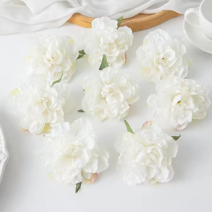  Flores Artificiales De Seda Con Borde Carbonizado Y Peonías Para Decoración De Ropa Boda Cabello Librería Hogar Y Uso Diario Pack De 5/10 - 1