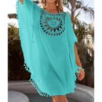 Vestido De Playa De Algodón Y Lino Sexy Y Suave Cubierta De Bikini En Color Sólido Estilo Casual Vacacional Con Espalda Descubierta - details 6
