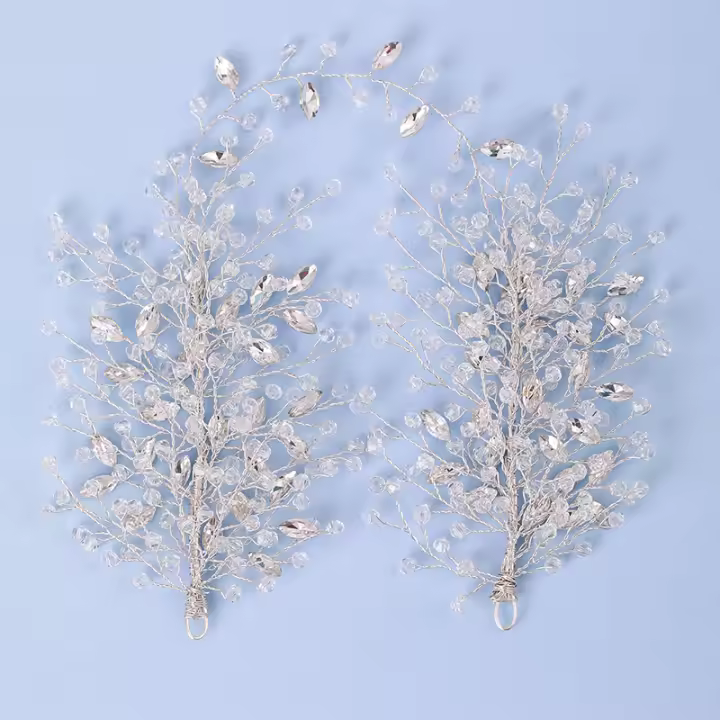 Diadema De Boda Plateada Con Cristales Bling Joyería Tiara Hecha a Mano Para Mujer Adorno De Cabello Para Fiestas - 1