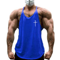 Camiseta Deportiva Hombre Sin Mangas Algodón Transpirable Estampado Cruzado Para Gimnasio Y Correr Top De Entrenamiento Fitness Con Dorsal Y - details 3
