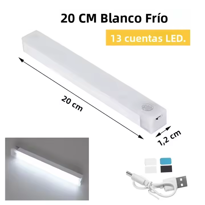 Luz De Armario Con Sensor De Movimiento LED Recargable USB Para Armario Closet Cocina Escaleras Dormitorio Decoración 10/20/30/50cm - 1