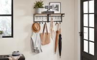 VASAGLE - Perchero de pared, mueble de entrada, vestuario, con 8 ganchos y estante, para salón, pasillo, dormitorio, 40 x 24 x 24 cm, marrón rústico y negro - details 0