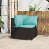 vidaXL Sofá de esquina de jardín con cojines ratán sintético en color Negro y blanco/Marrón y rojo/Gris y azul y más | acolchados duraderos para sofás de jardín terraza exterior - details 3