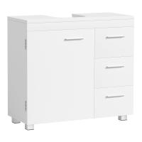 Mueble bajo lavabo para baño blanco, 3 cajones, 2 compartimentos, apto para lavabos de pie, con pedestal - details 0