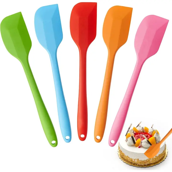 5 Piezas Lengua Silicona Cocina, Espatulas Silicona Cocina con Núcleo de Metal, 260℃ Antiadherente Resistente Al Calor Lengua Cocina, Espatula Silicona Cocina para Cocinar y Hornear - 1