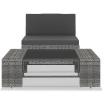vidaXL Juego de muebles de jardín 2 piezas ratán sintético Negro, Marrón, Gris Conjunto Terraza Muebles Jardín Exterior Juego de Muebles de jardín Mueble Jardín Exterior Muebles de Salon Exterior - details 1