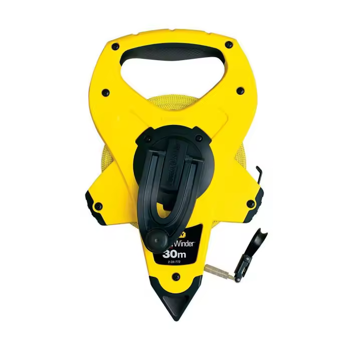 STANLEY Cinta Larga de Fibra de Vidrio 30mx12,7mm Power Winder - Esta cinta de medición ofrece durabilidad y facilidad de uso, con un diseño de enrollado rápido para un almacenamiento conveniente. Modelo: 2-34-772. - 1