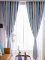 Cortinas Para Niños Con Estampado De Estrellas En Azul Rosa Y Negro Bloqueo De Luz Con Grommets Antiguos Tratamiento De Ventana Moderno 1 Panel - details 2