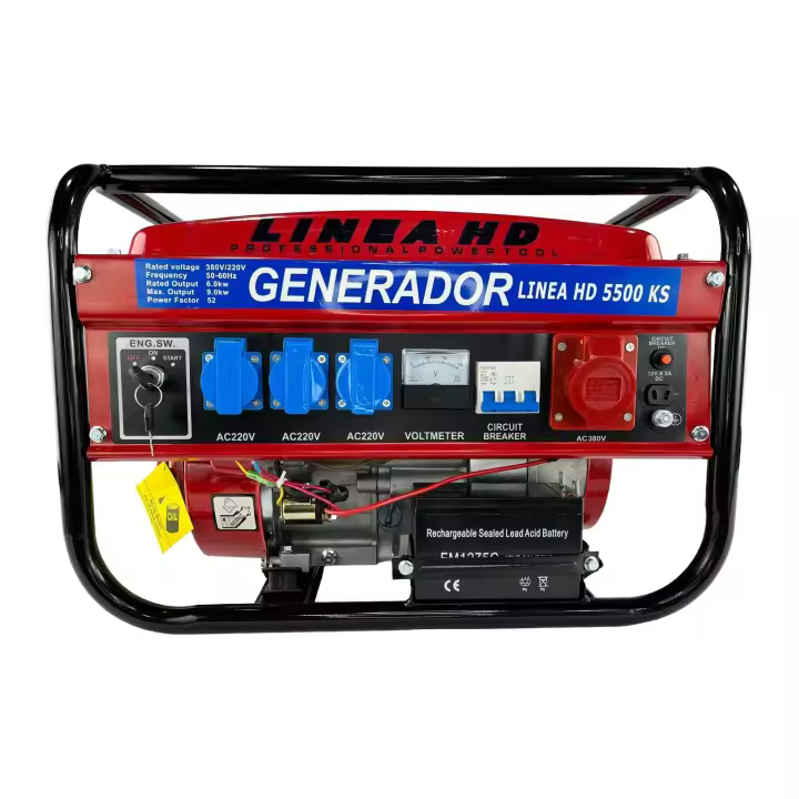 Linea HD – Generador Eléctrico de Gasolina – Modelo 5500 KS, 5500W Reales, Arranque Eléctrico, Trifásico y Monofásico. - 1