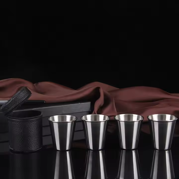 4PCS 70ML 6PCS 30ML Vajillas De Acero Inoxidable Para Té Vino Y Cerveza Uso Doméstico Camping Picnic BBQ Copas Portátiles Para Fiestas - 1