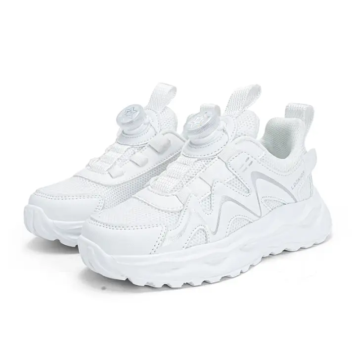 Zapatillas De Deporte Para Niños Cuero Malla Transpirable Cómodas Para Caminar Y Correr Al Aire Libre Zapatos Casuales Unisex Tallas Para Edades 7-13 - 1