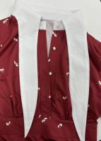Vestido Elegante Mujer Rojo Estampado Manga Larga Botones Patchwork Casual Cintura Alta Midi Vestido Frontera A-Line Oficina - details 12