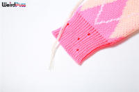 Conjunto De Suéter Y Mini Shorts Para Mujer Con Borlas Y Patrón De Cuadros Estilo Hipster Ajustado Y Transpirable Para Otoño - details 7