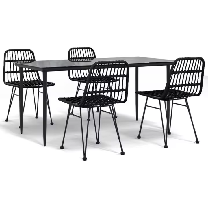 vidaXL Juego de comedor de jardín 5 piezas ratán sintético negro - 1