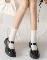 5 Pares De Calcetines De Pies Con Volantes Para Mujer En Color Negro Y Blanco Calcetines De Tobillo Divertidos Y Lindos Algodón Transpirable Moda Calcetines De Pierna Completa - details 6