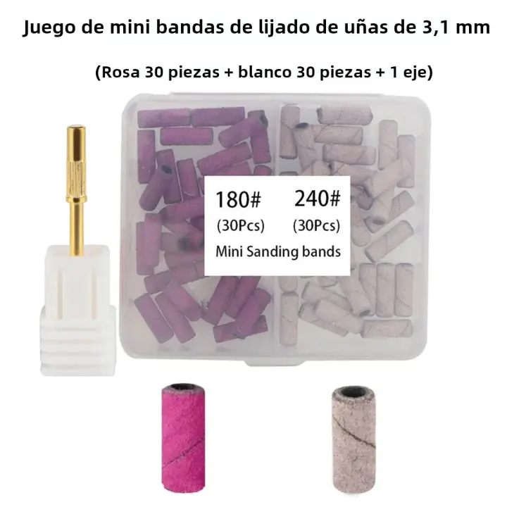 Kit De 61 Piezas De Bandas De Arena Para Uñas Con Eje Para Máquina Eléctrica De Manicura Mini Pulidora De Uñas Y Polvo De Grano Fino 3.1MM - 1