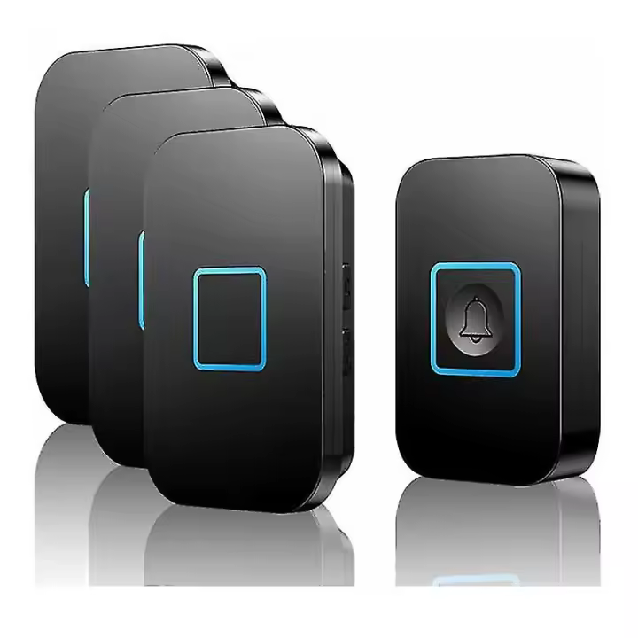 Timbre inalámbrico, timbre inalámbrico, rank de 400m Ip55 impermeable al Aire Libre timbre frontal con 3 receptores enchufables, 60 melodías, 5 niveles de Volumen, Ju - 1