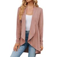 Chaqueta Abierta Delantera Para Mujer Casual De Manga Larga Ligera Tejida Suave Suéter Otoño Invierno Solido Estilo Calle - details 1