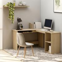 vidaXL Escritorio forma de L madera contrachapada 120x140x75 cm en color Blanco/Blanco brillante/Gris hormigón y más | estructura resistente ideal para salón dormitorio o estudio - details 9